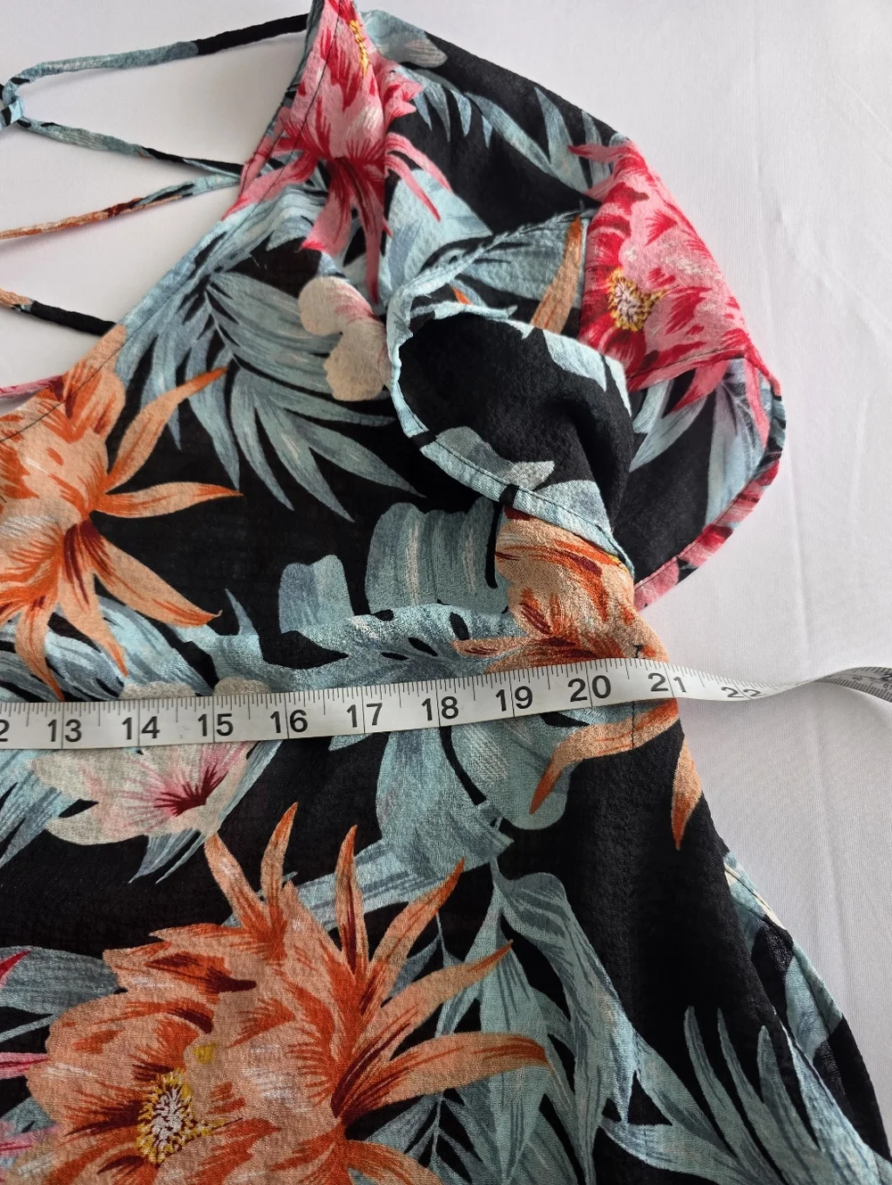 Kona Sol Tropical Floral Cover Up Dress Swim Tunic Criss Cross Back Size M‎